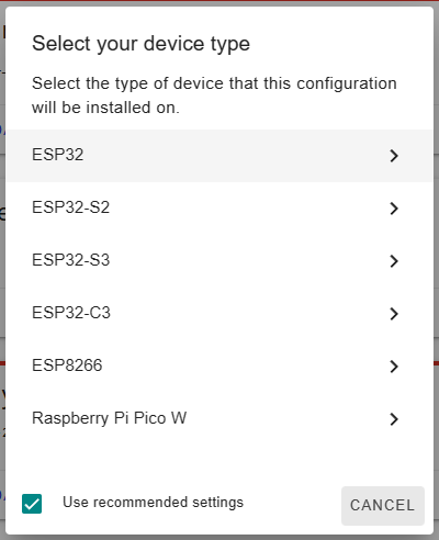 Select ESP32